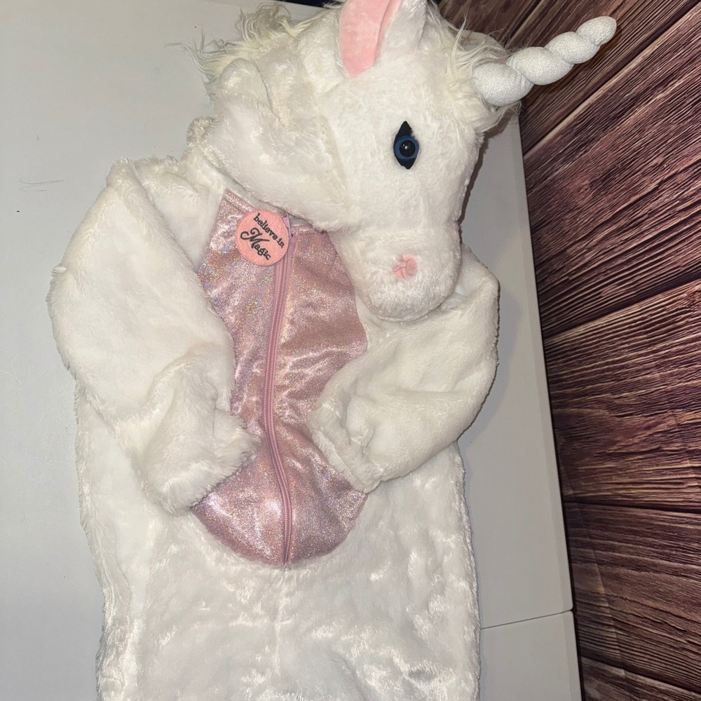 Dream Play Imagine Unicorn Costume Jumpsuit White Pink 4T Believe in Magic Plush
